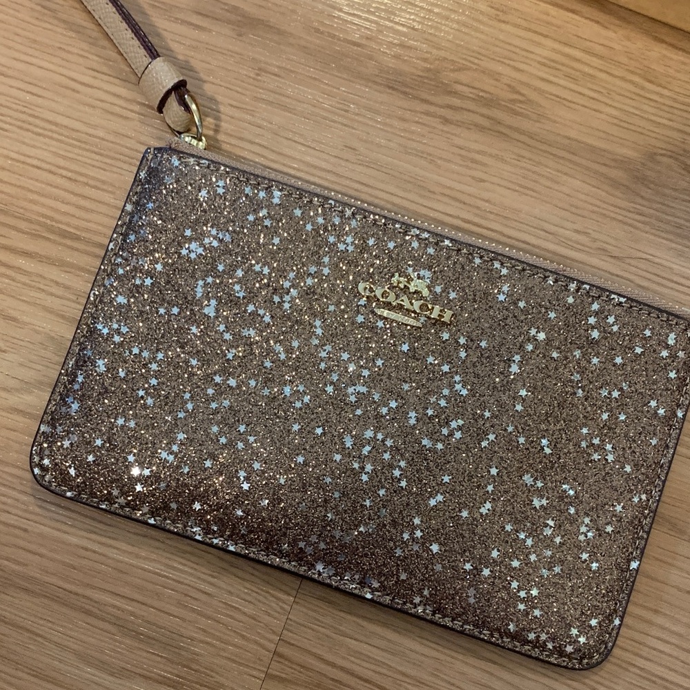 Coach Brown Glitter Wristlet - Picture 2 of 4